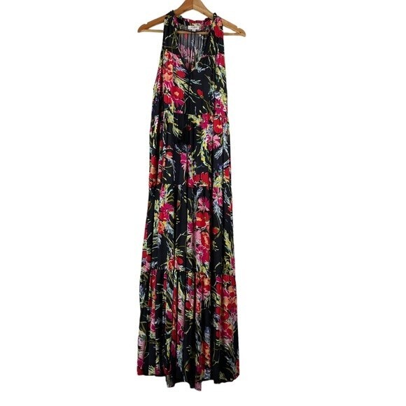 Umgee Sleeveless Floral Print Tiered Maxi Dress Size Small - Picture 1 of 8